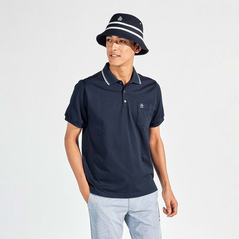 MEN`S SUNSCREEN STYLE2833 HOUND TOOTH SHORT SLEEVE POLO SHIRT