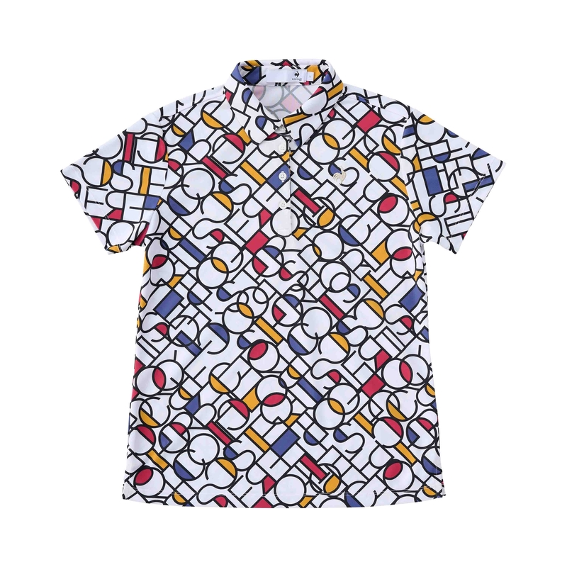 LADIES` MONDRIAN ALL OVER PATTERN SHORT SLEEVE SHIRT