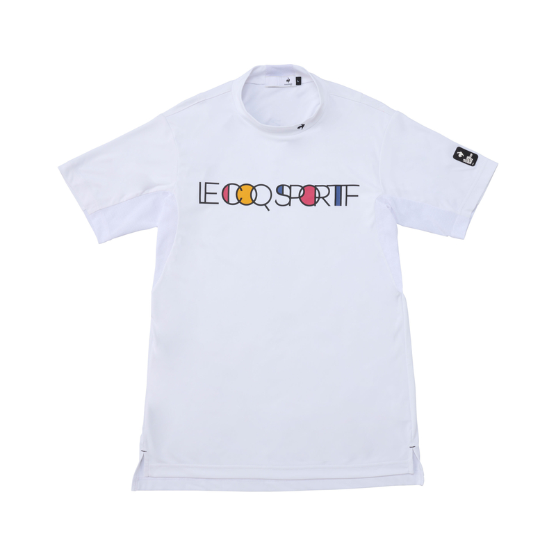 MEN`S MONDRIAN PATTERN MOCK NECK SHORT SLEEVED SHIRT