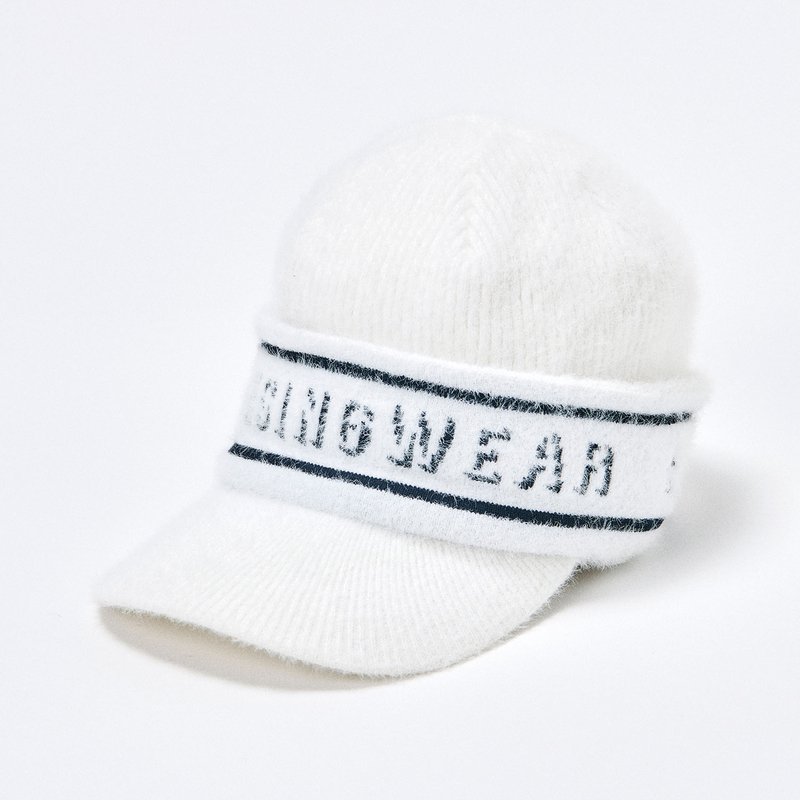 LADIES`BRIMPED MINK-LIKE KNIT CAP