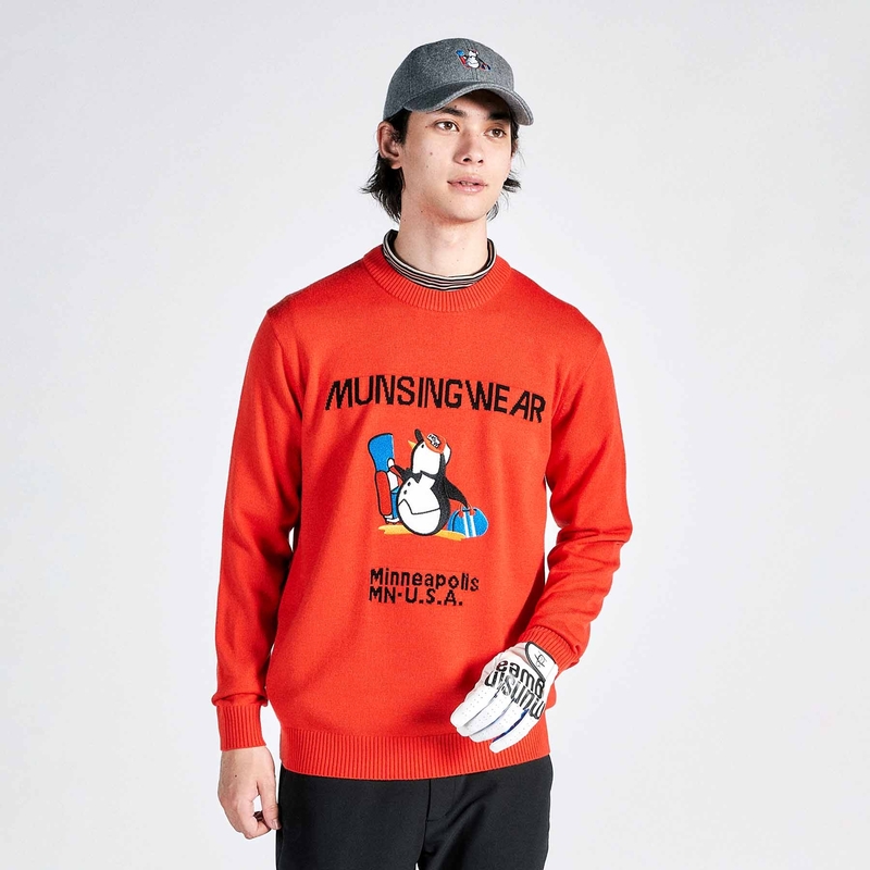MEN`S ENVOY PENGUIN APPLIQUE CREW NECK SWEATER
