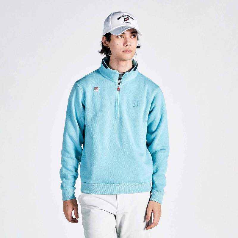 MEN`S SEASON MOISTURE ABSORPTION HEAT GENERATION BRUSHED LINING CUT AND SAWN HALFZIP PULLOVER