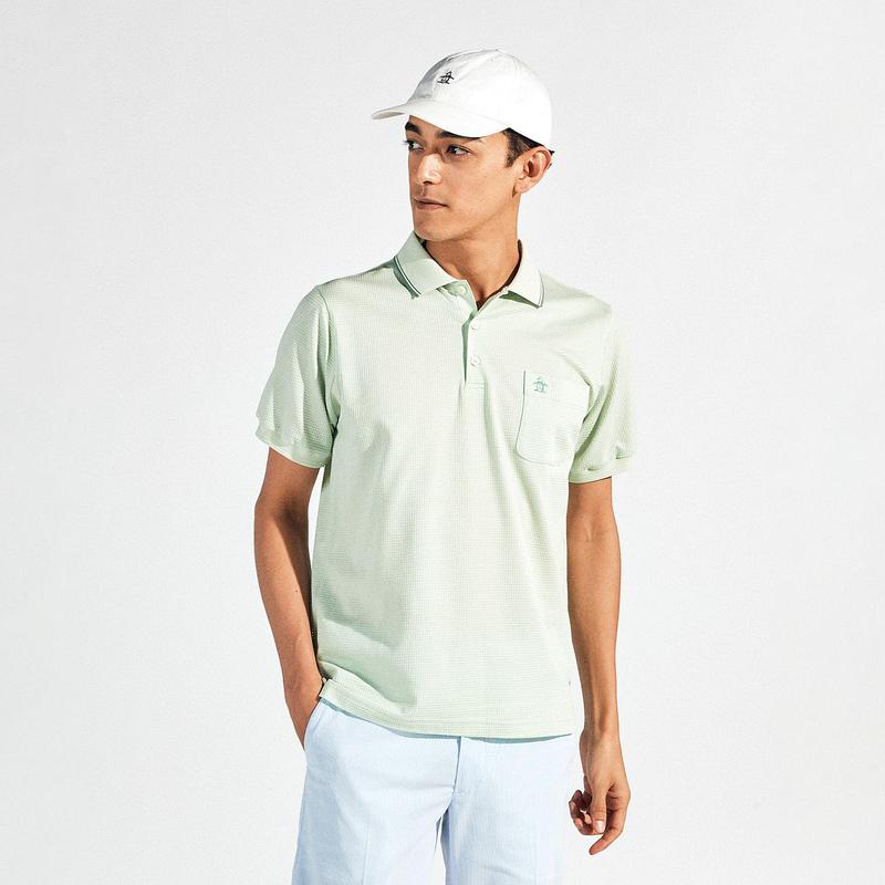 MEN`S SUNSCREEN STYLE2833 HOUND TOOTH SHORT SLEEVE POLO SHIRT