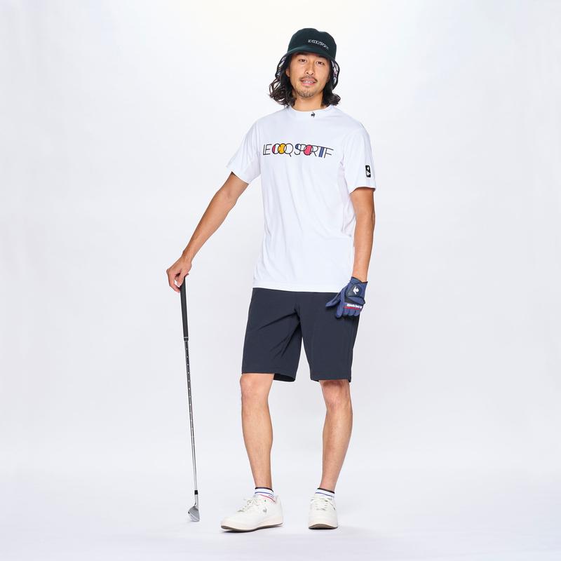 MEN`S MONDRIAN PATTERN MOCK NECK SHORT SLEEVED SHIRT