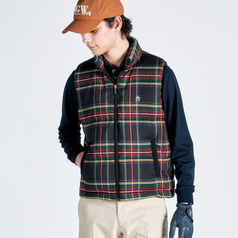 MEN`S SEASON HEATNAVI PE PLAID PADDING VEST