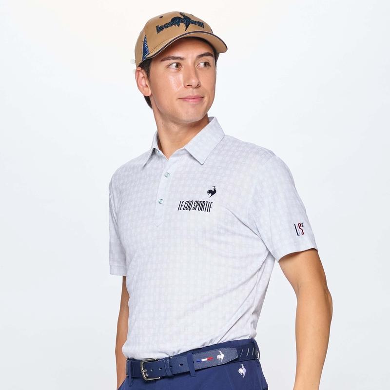MEN`S MONOGRAM PATTERN JACQUARD SHORT SLEEVED SHIRT