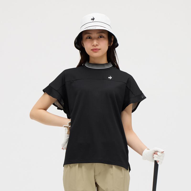 LADIES` [WIDE SILHOUETTE] SHORT SLEEVE MOCK NECK SHIRT